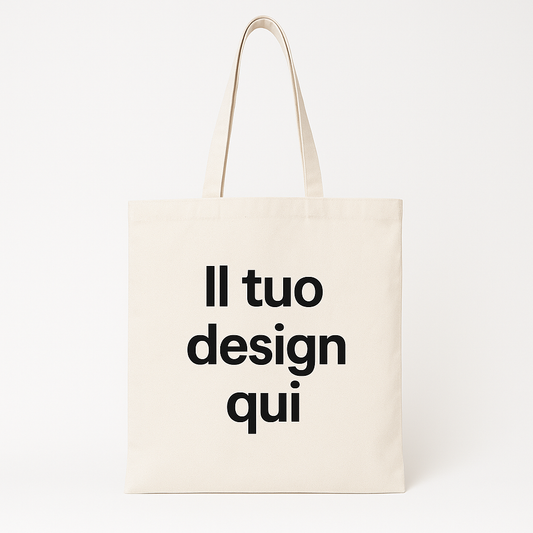 Shopper 100% cotone avana manici lunghi personalizzata